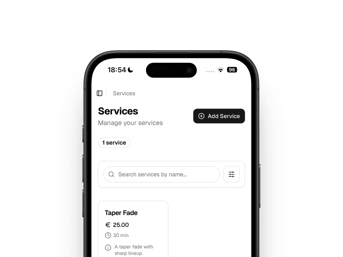 Service definition interface